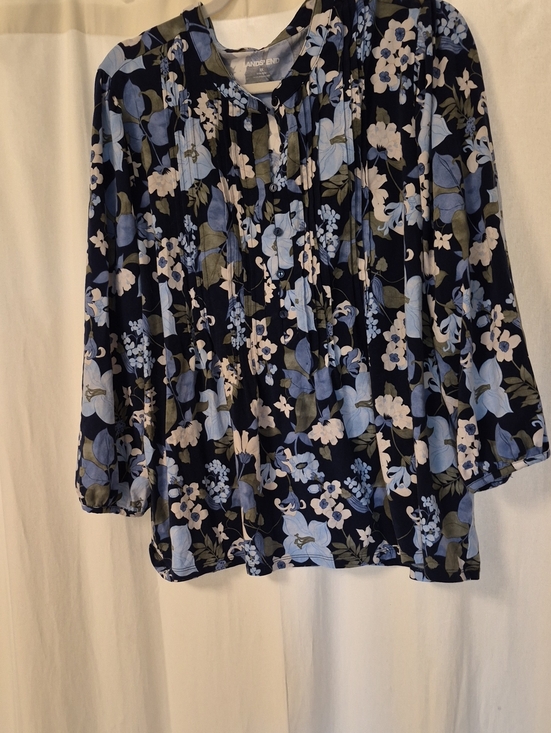 Lands' End Tops - Lands' End Navy and Light Blue Floral Shirt
